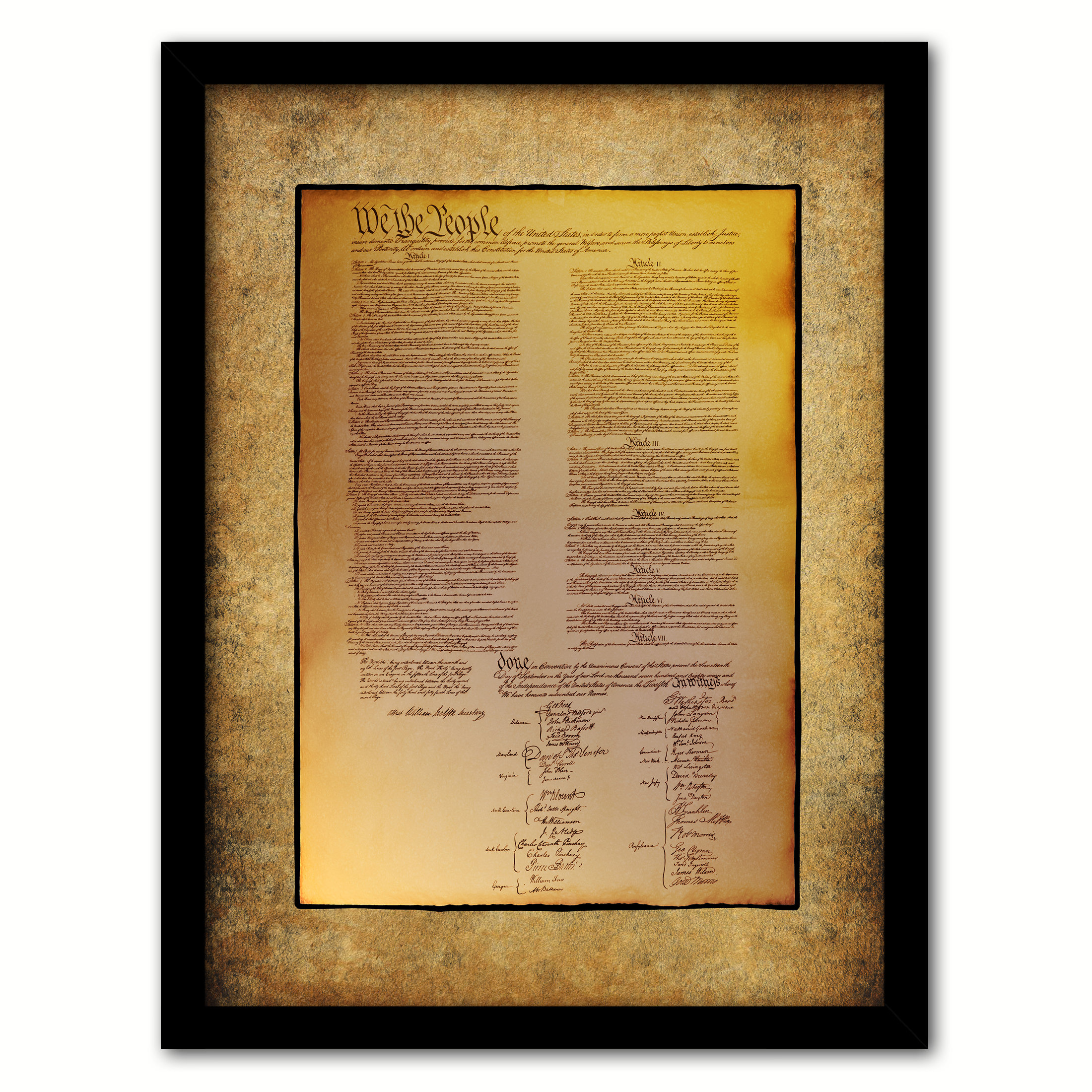 Trinx US Constitution We The People Print on Canvas with Picture Frame
